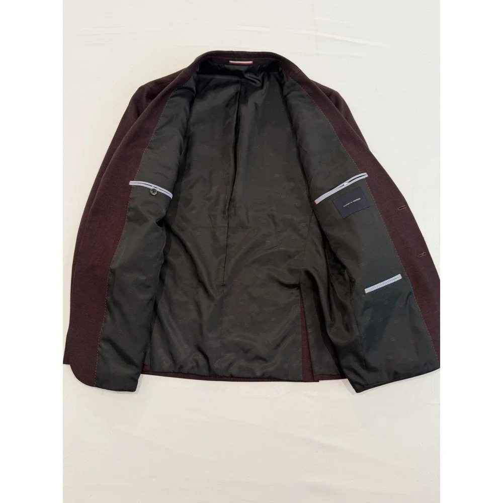 Tommy Hilfiger Men's Blazer Jacket Modern-Fit Solid Burgundy Size 36R formal